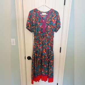 Pinch Vibrant Orange and Teal Midi Dress